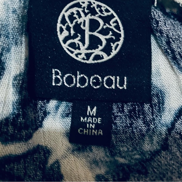 Women’s Medium Tank Top Bobeau Blue Tie Dye V Neck Ruffle Tie Tassel Textured - Picture 11 of 13